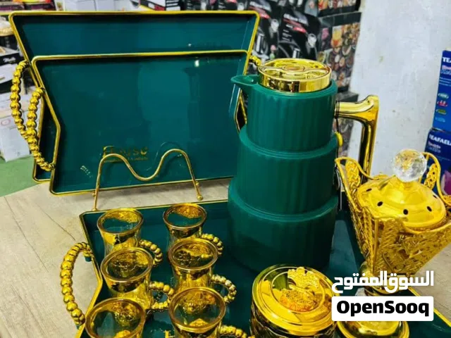 الجديييد والحصري  من طقم القهوة الملكي طقم الفخامه مبخر  وطقم صواني 3 قطع  وسكريه  و6 كبابي ملبسه فا