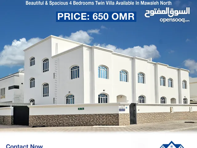 Beautiful 4-Bedroom+Maidroom Twin Villa for Rent in Mawaleh North