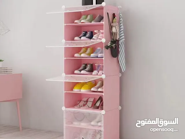 خزانة أحذية بلاستيكية تفتح للاعلى لون زهري  127*44*32 سم