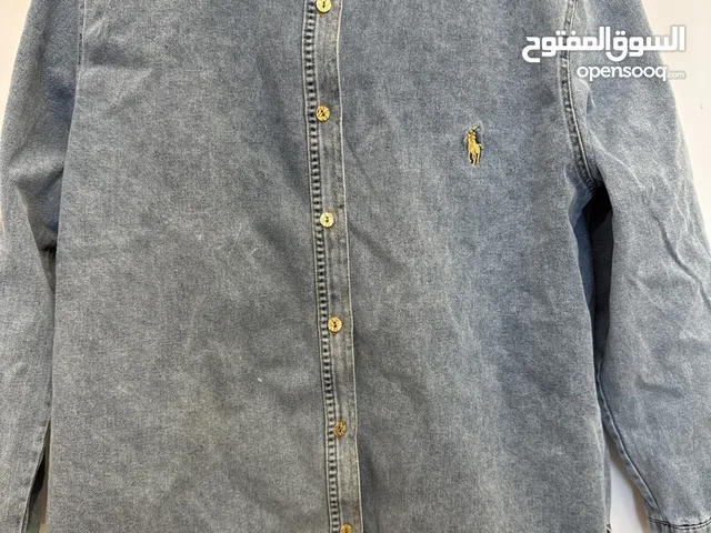 قميص بولو جينز ازرق للطلعات دوام او طلعه بسيطة