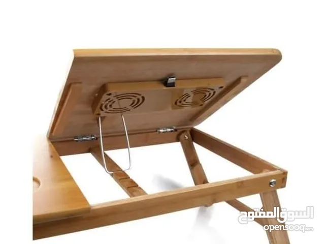 طاولة خشب بامبو متحركة على السرير مع مروحة تبريد عدد 2 قاعدة علوية قابلة للارتفا