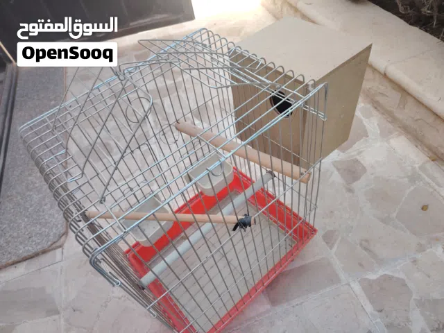 قفص ببغاء بحالة ممتازة نظيف مع كوخ كبير خشب خاص