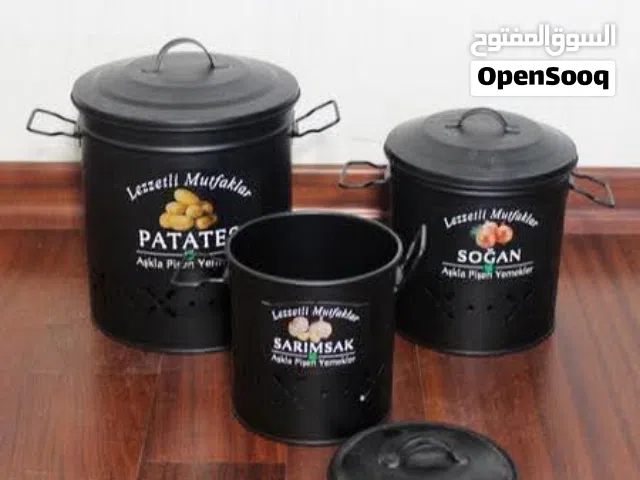 3-Piece Turkish Metal Storage Kitchen Canister Set