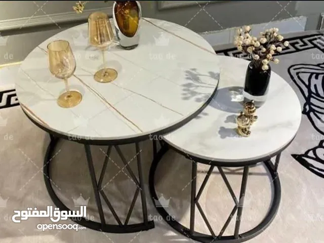 طقم طاولات قطعتين وسط شايش فل ابدااع طاولة وسط بلاطة شايش ثقيل  خشب جرانيت ثقيلل