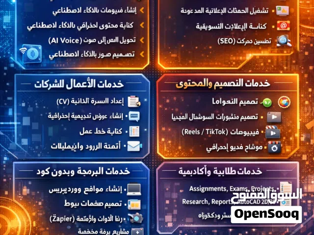 كافه الخدمات التعليميه.وخدمات الذكاء والاصطناعي