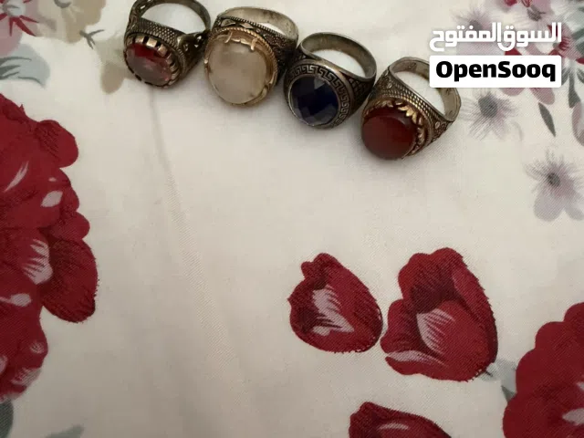 لقطة اربع خواتم رجالي عقيق تركي فضة اصلي مختوم مقاس موضح بصور سعر نهائي لقطة  بيع فقط مابدي بدل