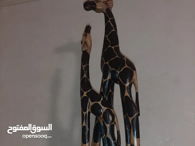 منحوته خشبية زرافة أفريقية وابنها من الخشب عالي الجودة