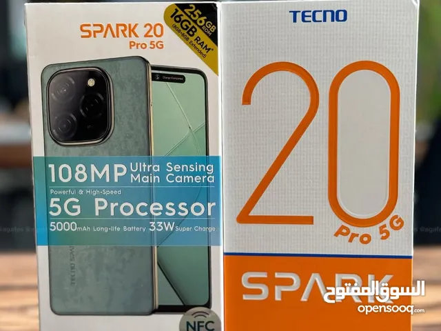 جهاز جديد بالكرتونة Spark 20 pro 5G رام 16 جيجا 256 مكفول سنة متوفر توصيل