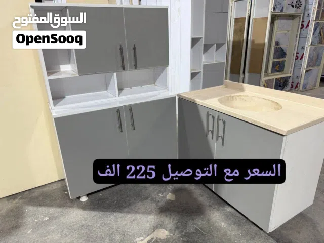 كاونترات متر خشب mdf ارضي وملحق وسنك