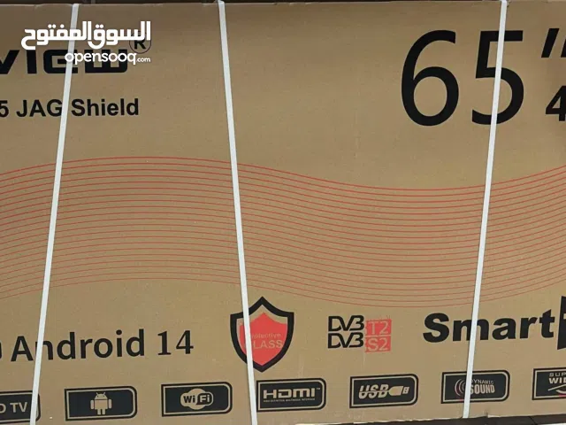 شاشه اي فيو 65 انش من مصنع جي جارد العالميه حجم 65انش ضد كسر أندرويد 14 رسيفر داخلي مع قاعده جذاريه