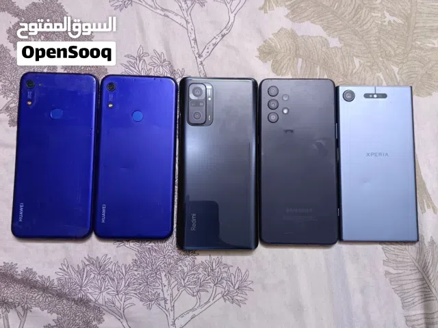 سوني  شاومي هواوي 2 Samsung a32 مجموعة تلفونات عاطلة قسم بس شاشة واحد بطارية منفوخة