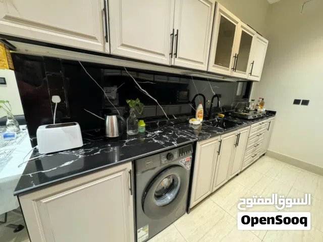 Modern 2 Walls Kitchen Setup Cabinets Marble Countertop Sink Imported Sink Mixture