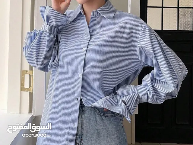 قميص من شي ان جديد بورقته لون ازرق وحلو كثير بنات قميص من شي ان لون ازرق وفخم باللبس للبنات