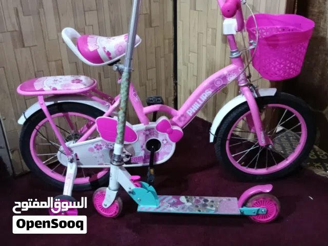 Kids Bicycle + Scooter Set Pink – Good Condition – 12 KD