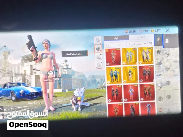 الحساب ببجي للبيع داخل اليمن او السعودية بدلات اكس 8 فرعون 6 غراب 4 والثلجيه 2 والباقيات لفل 1 امفو
