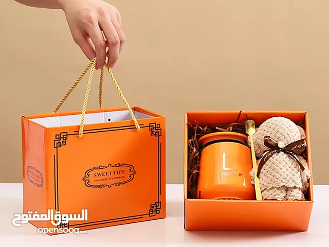 كوب سيراميك هدية مع منشفة شكل دب