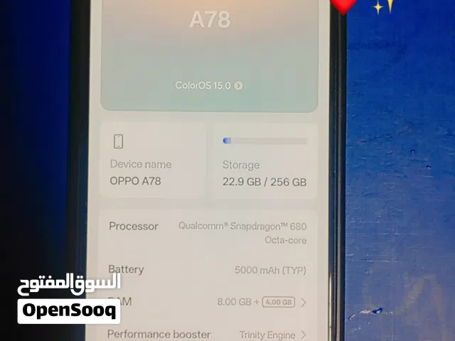 OPPO A78 256GB WITH 67W FAST CHARGING SUPPORT