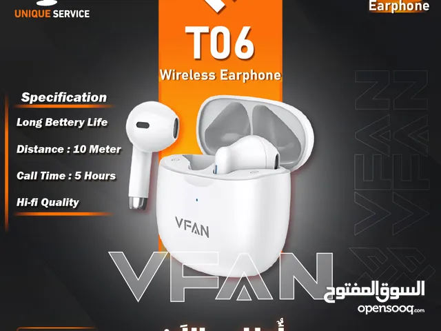 سماعات أذن وايرلس أصلية تعمل 5 ساعات متواصلة VFan Wireless Earphones T06