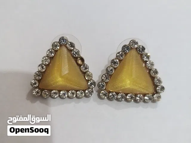 Big Shiny Yellow Earings with Stones