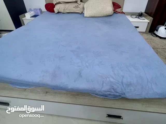 King size bed frame with drawer including mattress and 2 side tables