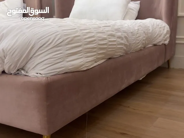 Two Elegant Single Beds -Blush Pink Velvet, Excellent Condition