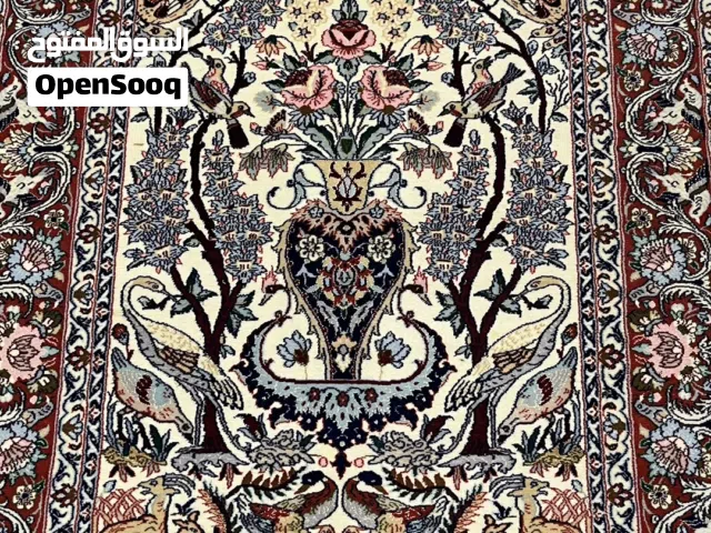 سجادة ايراني ممضية (اصفهان عمادي شجرة الحياة الايرانيه حرير طبيعي)