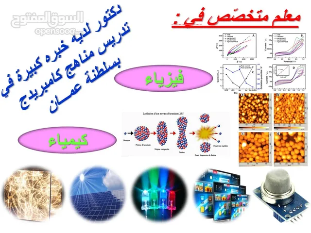 أستاذ يقدم دروس خصوصية فيزياء وكيمياء ورياضيات وعلوم بيئية لطلبة الصفوف من 5 إلى 12.