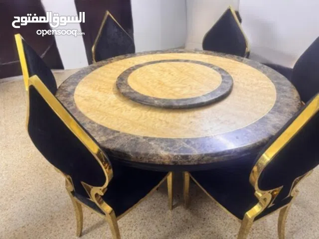 6-Seater Marble Dining Table with Lazy Susan