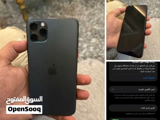 ايفون 11 برو ماكس زيتوني  ذاكره 256  بطاريه مستبدله نسبتها 100%  الشاشه تحتوي على شخوط