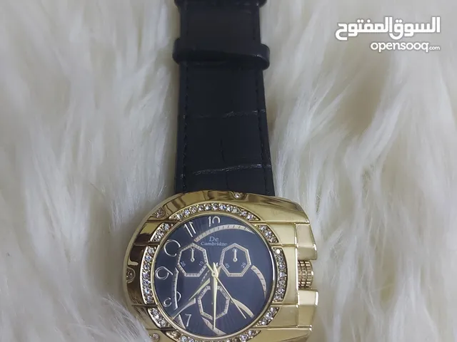 For Sale: Dee Cambridge Watch as shown in the picture Gold-tone with crystal accents Black leat