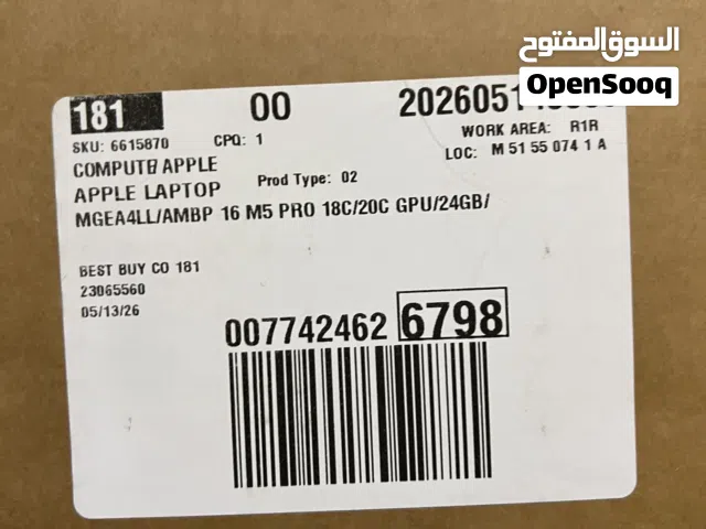 MacBook Pro M5 16” – Space Black  24GB RAM  1TB SSD  Box Pack  Non-Active