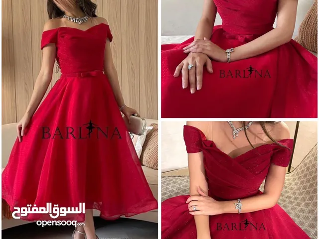 فستان احمر قصير ماركة ( barllina )