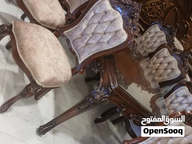 طاولة سفرة مصري خشب زان طبيعي 8 كراسي