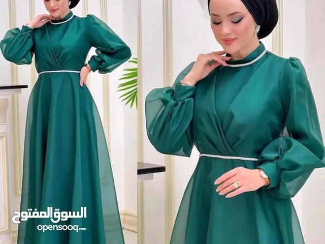 فستان اخضر سايز 42 طويل للمحجبات