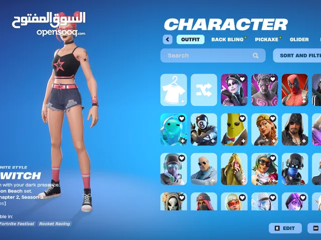 FORTNITE ACCOUNT FOR SALE. 69 SKINS, 76 BACK BLINGS, 68 PICKAXE, AND 56 GLIDERS.