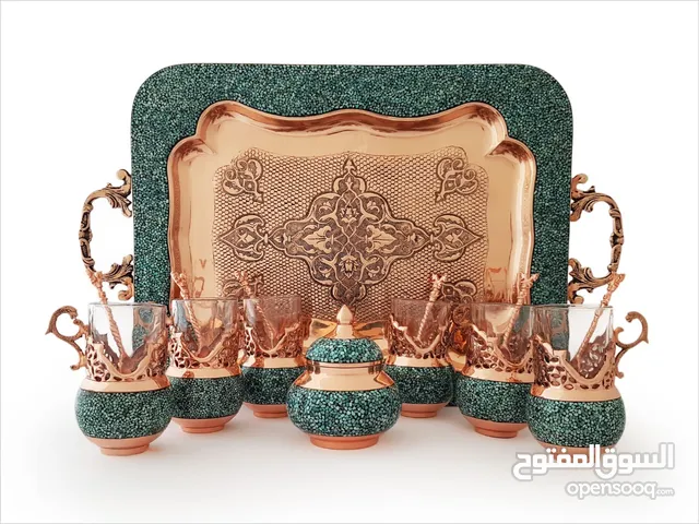الصناعات اليدوية الإيرانية -طقم شاي مطعَّم بالفيروزه
