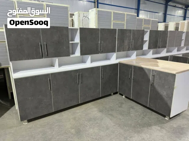 كاونتر خشب مترين ارضي وملحق مع سنك متر و 20مرمر الامنيوم