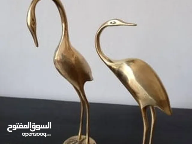 Pair of old solid brass herons 1950s American طيور دكور نحاس قديمة