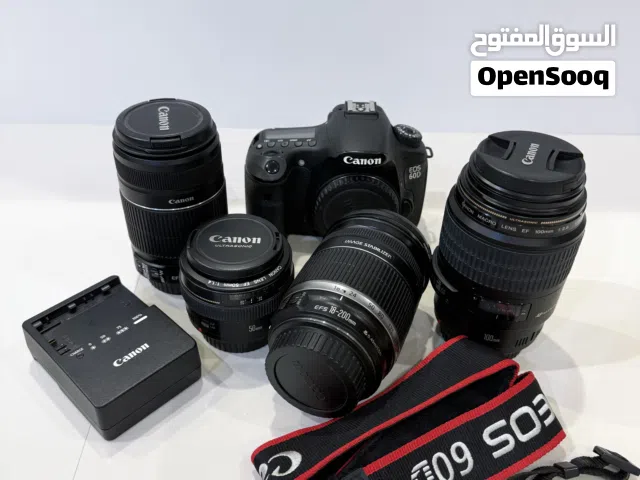 عدة تصوير Canon احترافية كاملة للبيع – Canon 60D + عدسات + فلاش + Manfrotto ورؤوس إضاءة