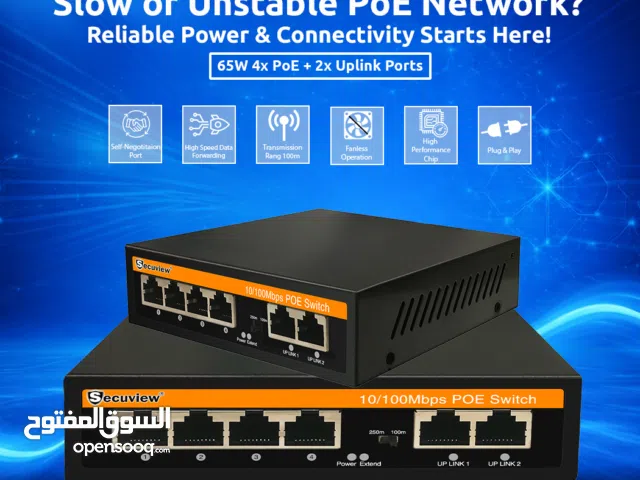 Secuview 65W 4x PoE + 2x Uplink Ports  10/100Mbps Connectivity.