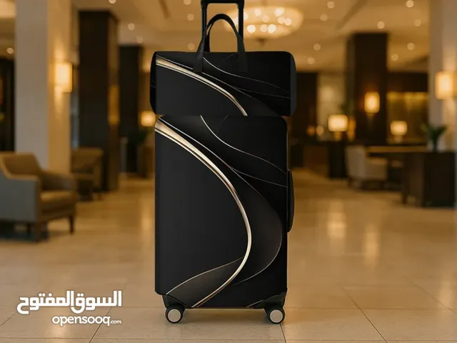 Premium Digital Printed Luggage Cover – Elegant Black & Gold Design.