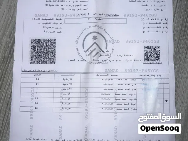 ارض للبيع بني كنانه 11دونم.