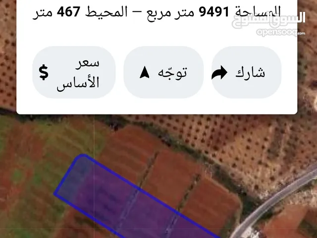 للبيع قطعة أرض 9.5 دونم قريه سالم 3 شوارع ملاصق للتنظيم