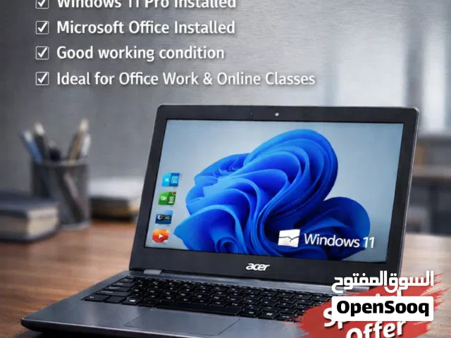 Acer Laptop  Windows 11 Pro  4GB RAM  128GB SSD  MS Office Installed