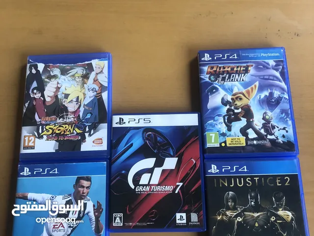 Sony video games (Injustice 2, Ratchet & Clank, Gran Turismo 7, fifa 19, StorM road to buruto)