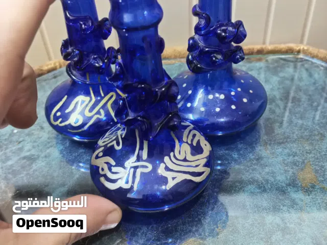 مجموعة من 3 مزهريات مزخرفات لون ازرق