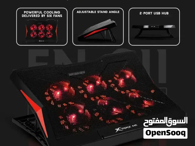 ستاند وقاعدة تبريد للابتوب من نوع Xtrike Me FN-811 باللون الأسود مع إضاءة LED حمراء.