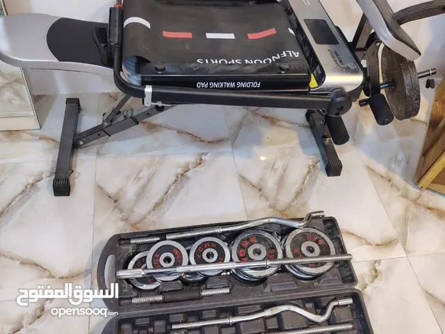 جهاز جري قابل للطي +حقيبه وزن +مصطبه لرفع الاثقال ودنبلاصات