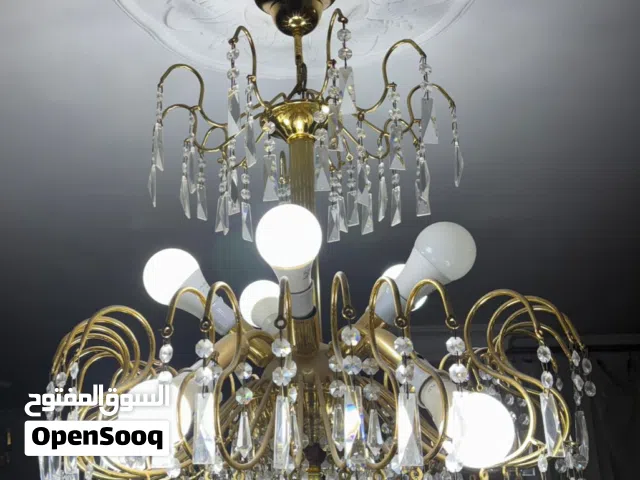 نجفة قنديل مطلية بماية الدهب و كريستال عصفور