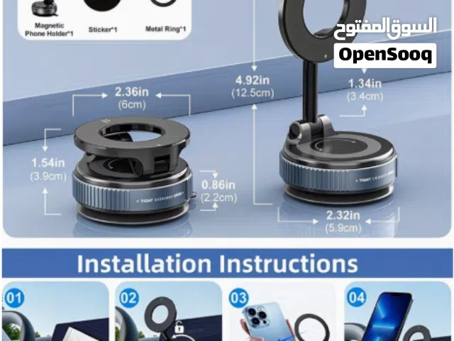 حامل هاتف مغناطيسي دوار 360 درجة، قابل للطي والتمديد، متوافق مع iPhone ، مصنوع من مادة ABS، غير مناس
